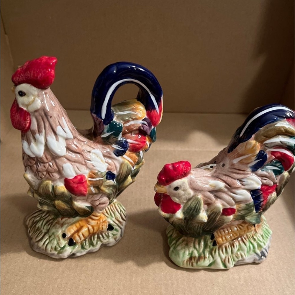 Salt and pepper shakers by Sadek..rooster and hen